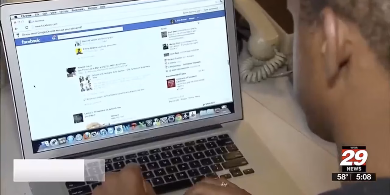 Computer screen showing social media screen